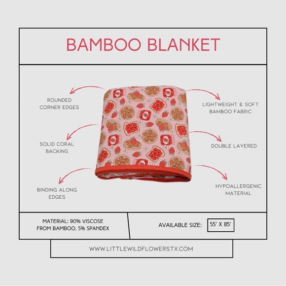 Double Layer Bamboo Blanket with Strawberry Jam Print - Picture 3 of 3